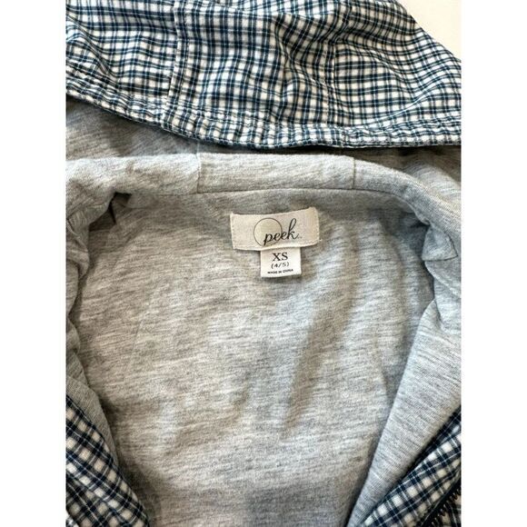 Peek Beau Mini Check Hooded Jacket in Blue/Gray Size XS - Picture 3 of 4